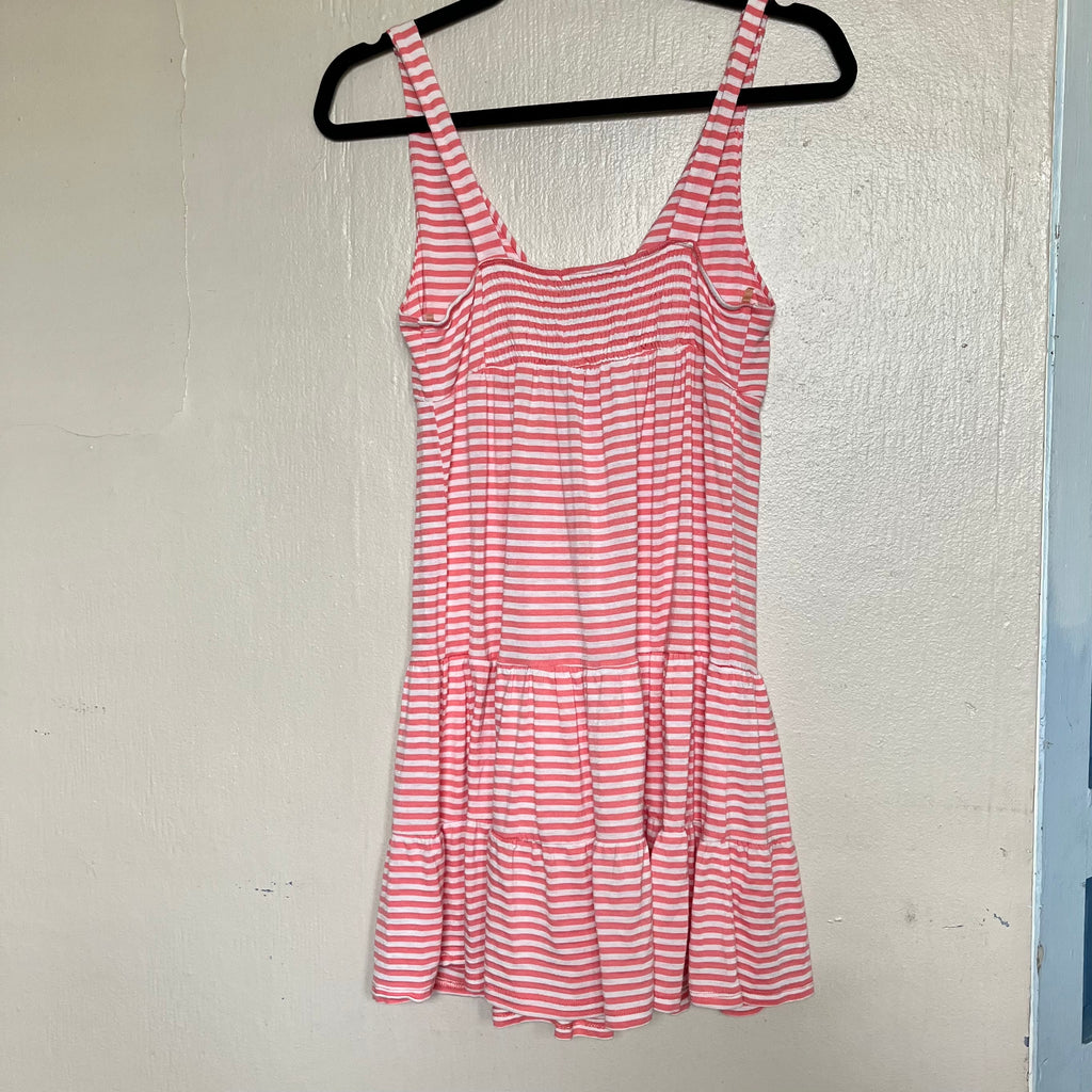 (S) 2000s Forever 21 orange and white striped summer dress