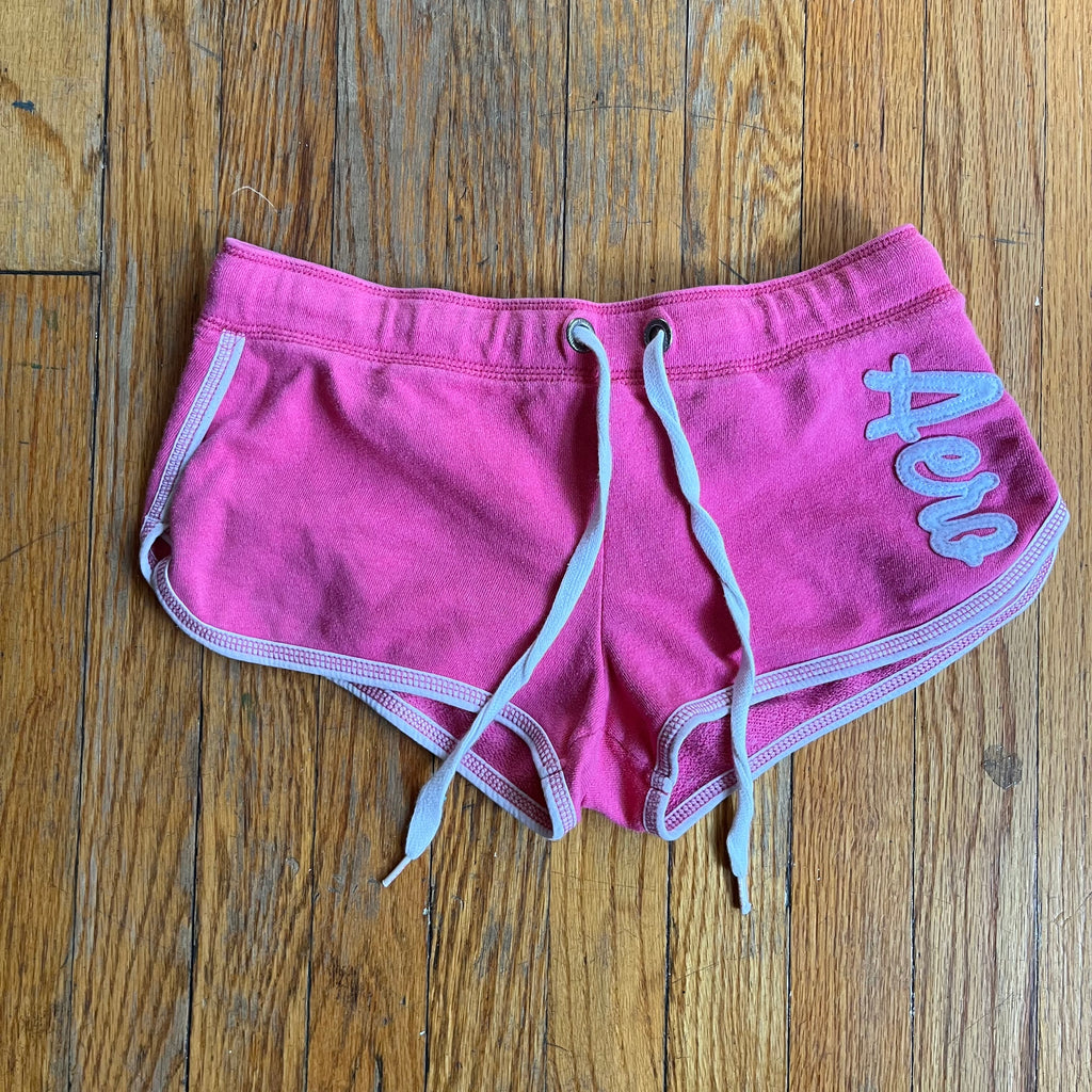 (M) 2000s Aeropostale pink & white micro sweat shorts