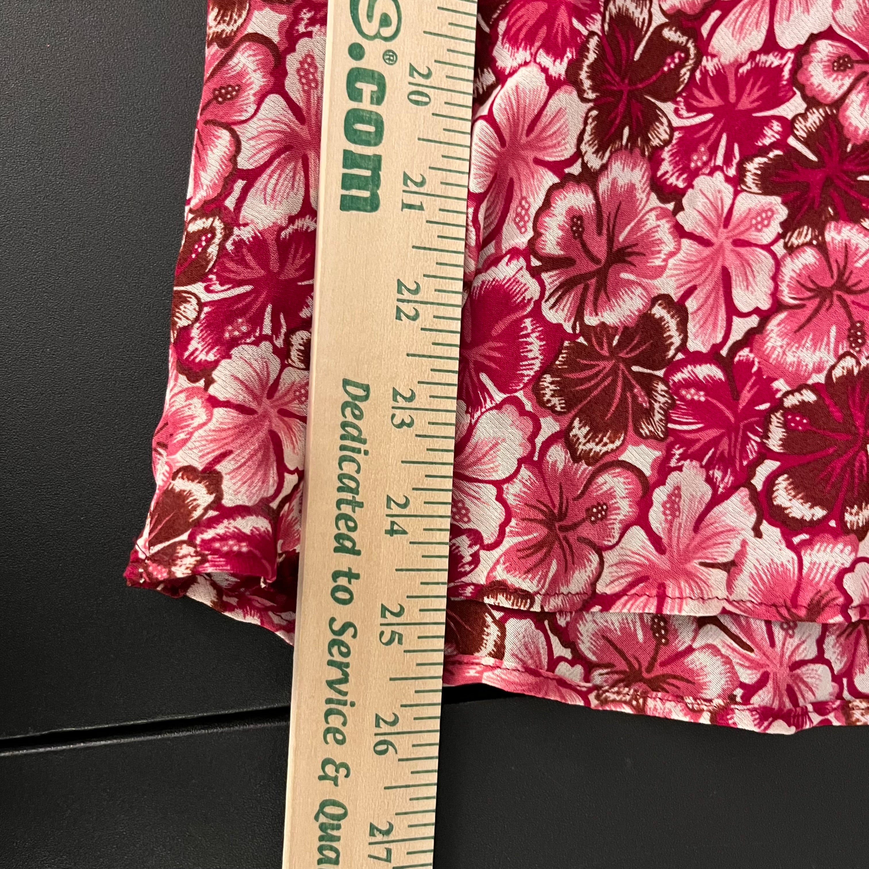 (S) Y2k pink fairy floral hibiscus midi skirt