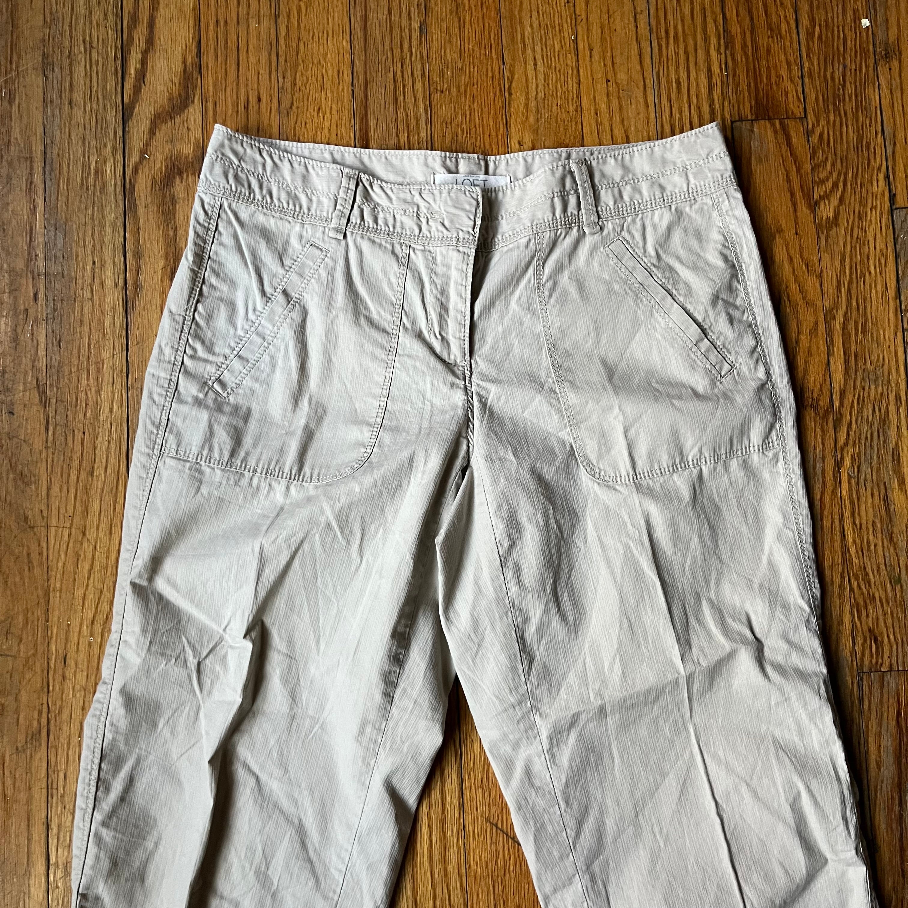 (2) Tan 100% cotton midrise capri pants