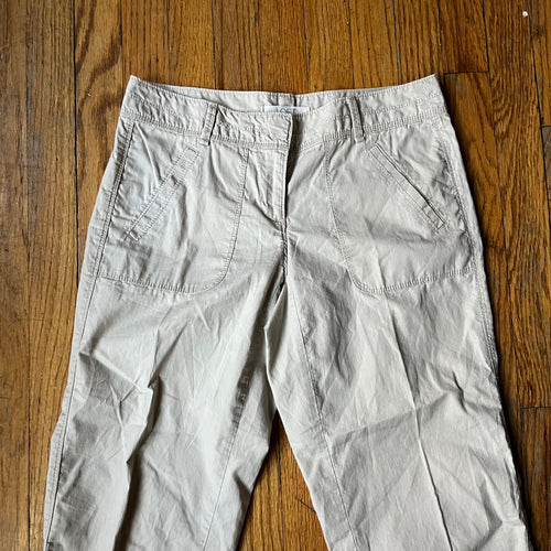 (2) Tan 100% cotton midrise capri pants