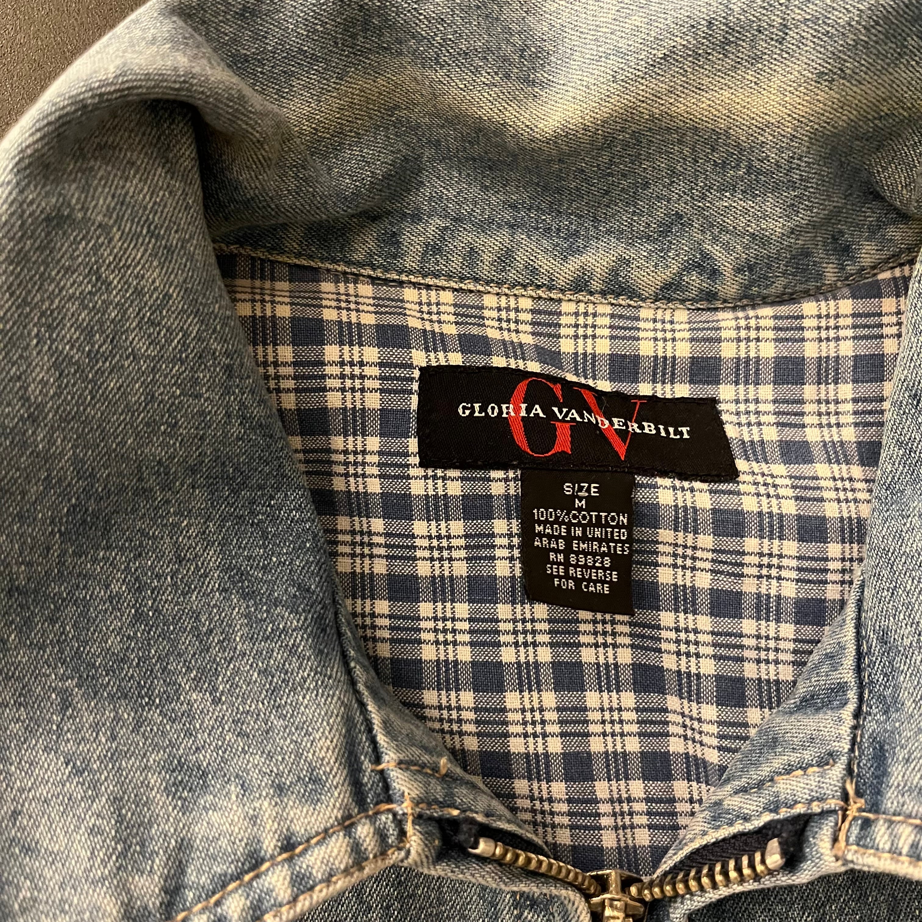 (M) 90s biker zip up denim vest