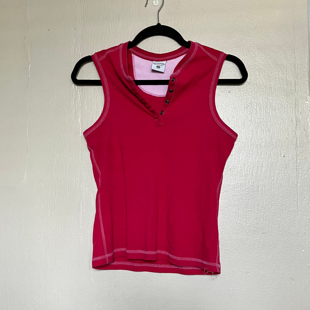 (Petite small) Columbia reddish pink contrast stitch tank top