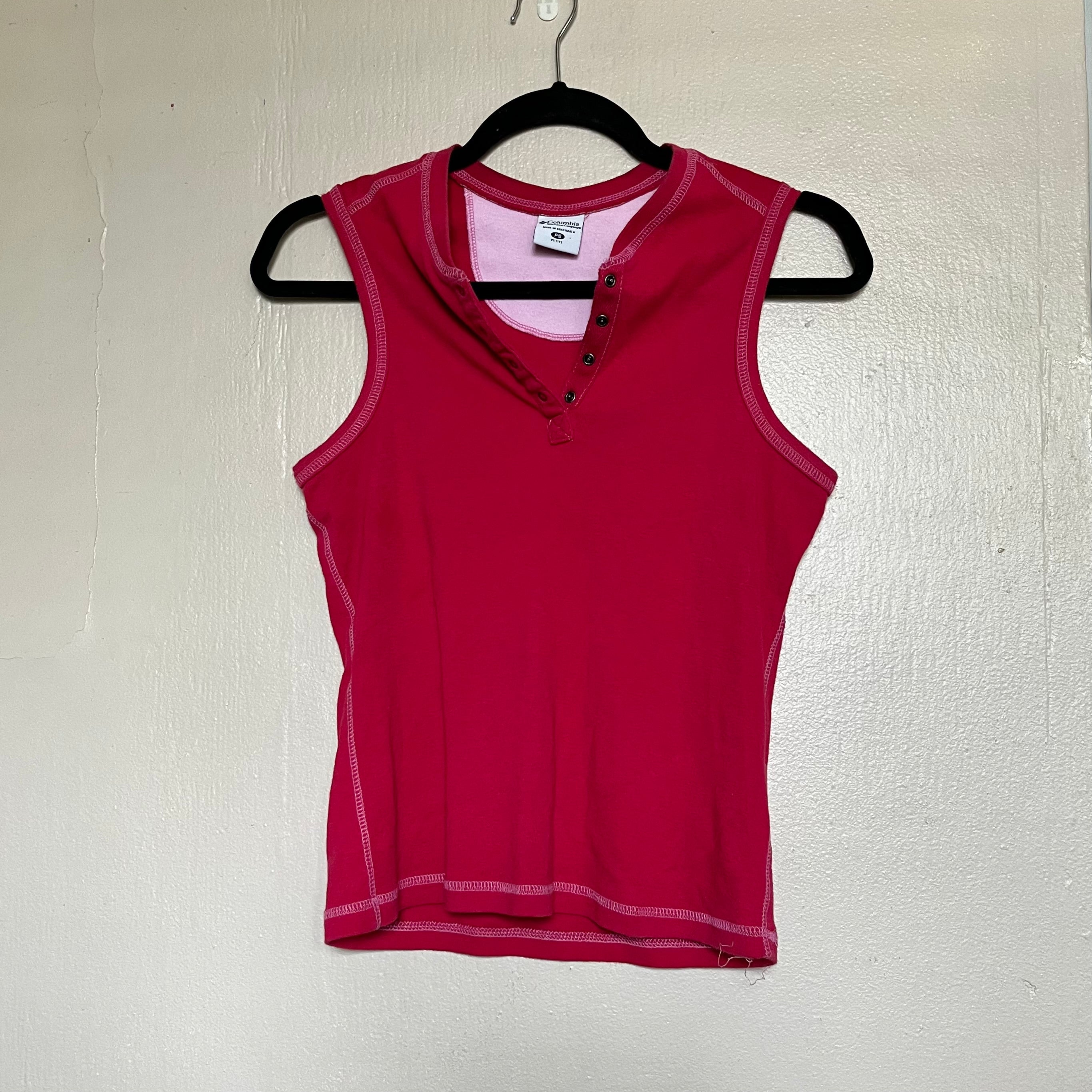(Petite small) Columbia reddish pink contrast stitch tank top