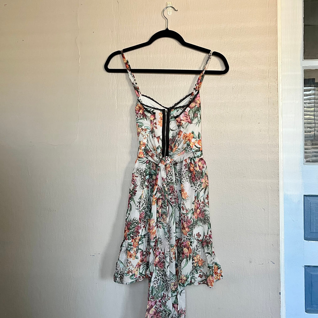 (S) 2000s Forever 21 floral leopard print mini dress