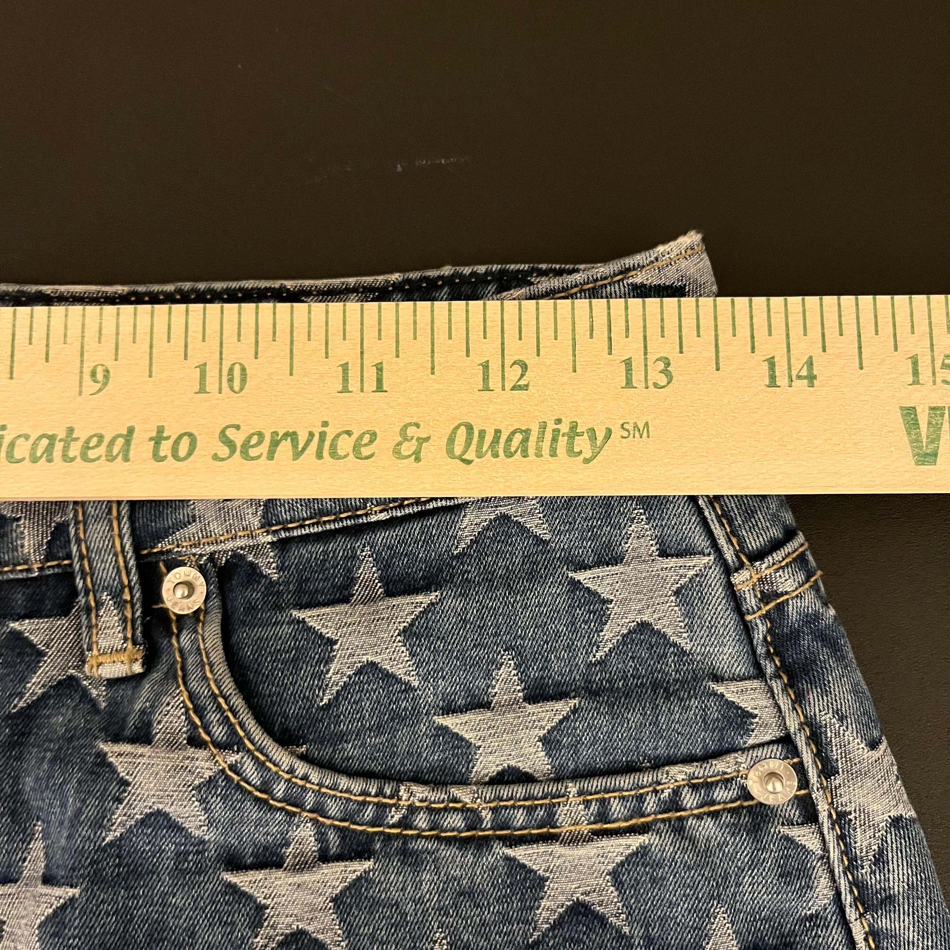 (25") Tommy Jeans star print denim mini skirt