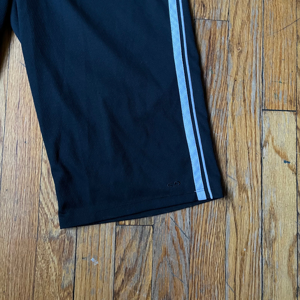 (L) Champion y2k black and white striped capri jogger pants