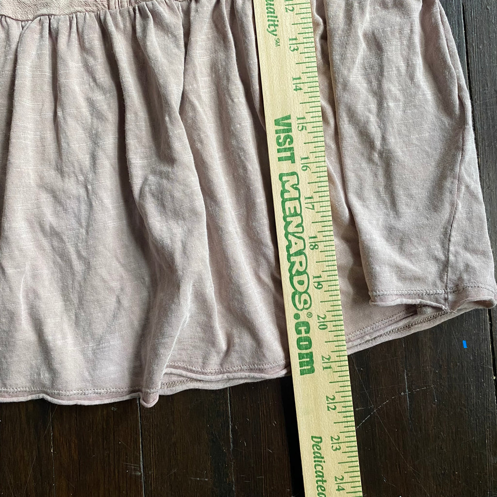 (M) Dusty pink milkmaid babydoll patterned top