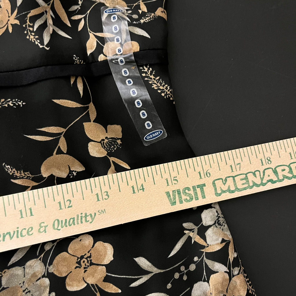 (8/M) NWT Old Navy black and tan floral maxi dress