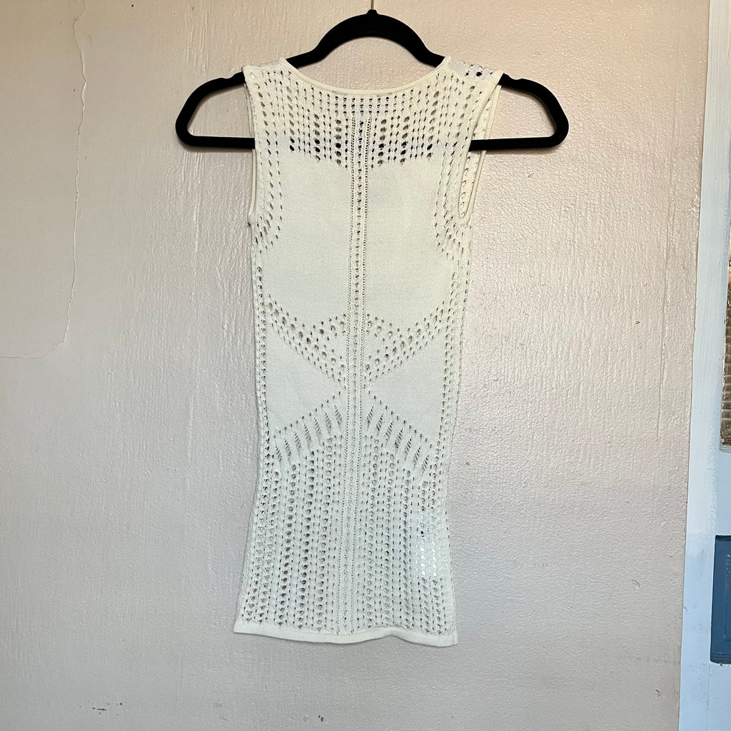 (XS) BCBG indie sleeze white crochet tank top