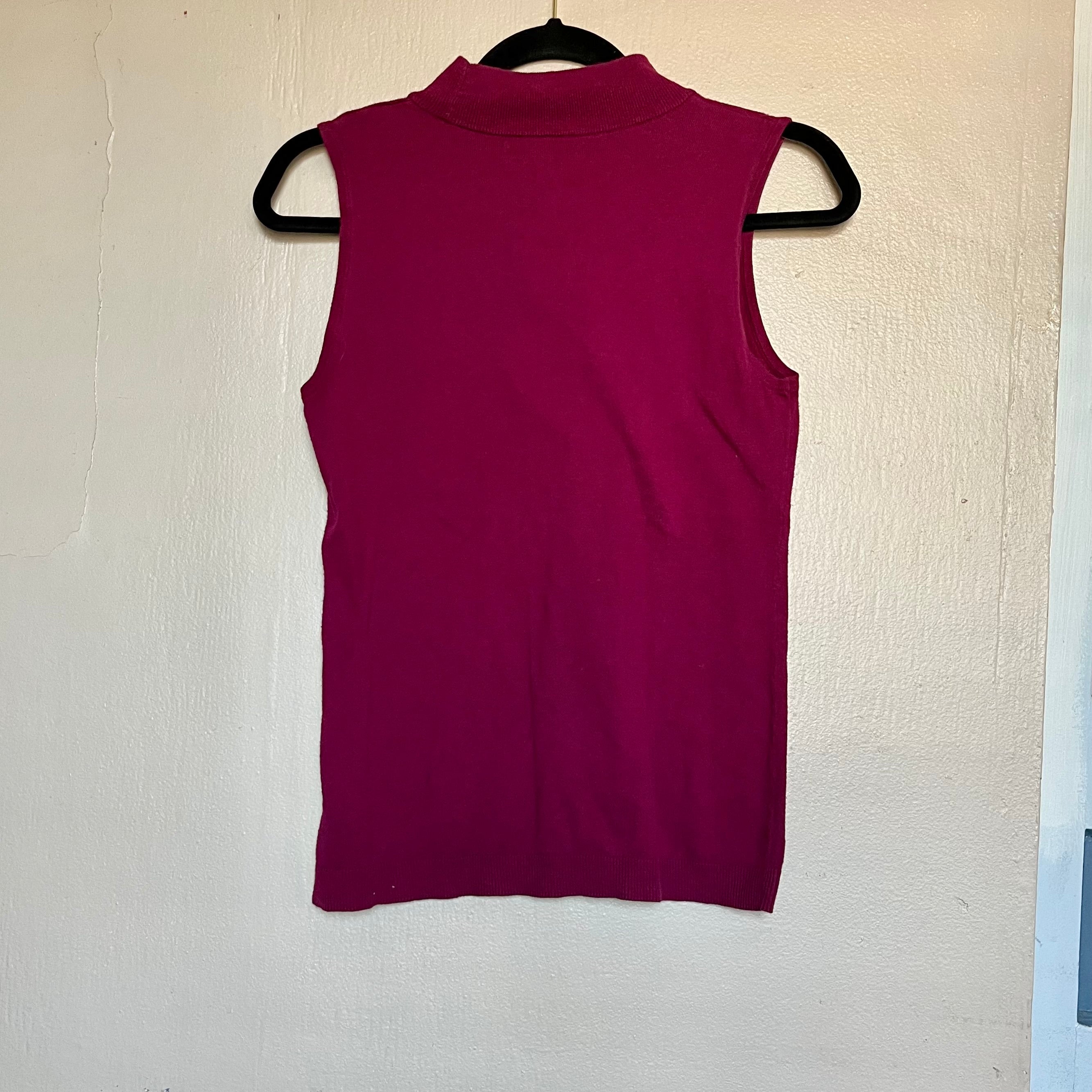 (S) 2000s office siren sleeveless mock neck top