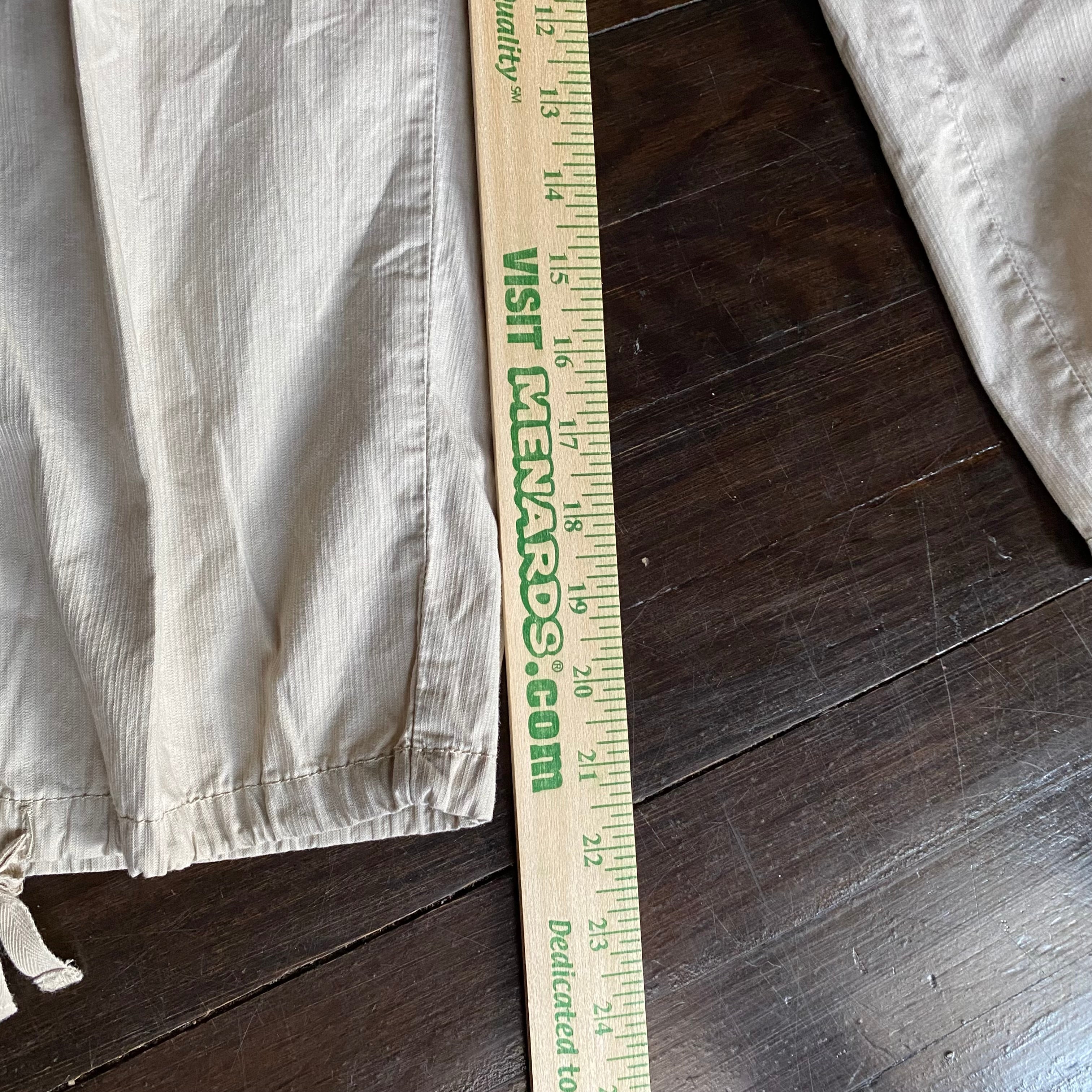 (2) Tan 100% cotton midrise capri pants