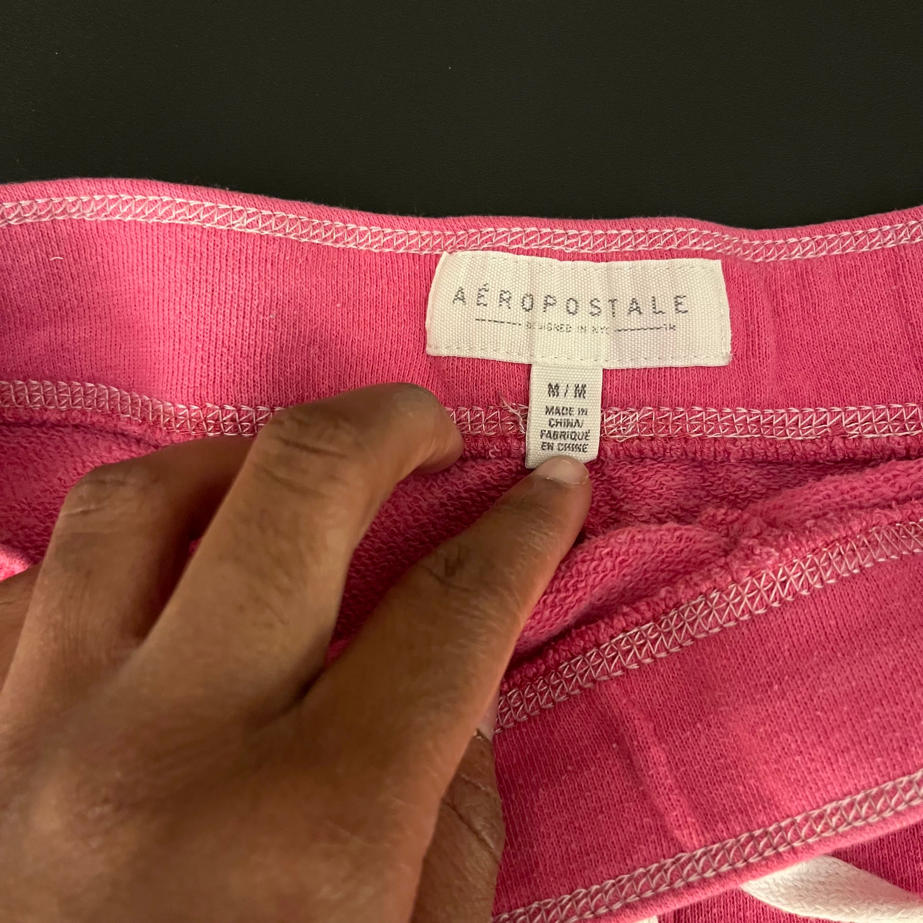 (M) 2000s Aeropostale pink & white micro sweat shorts