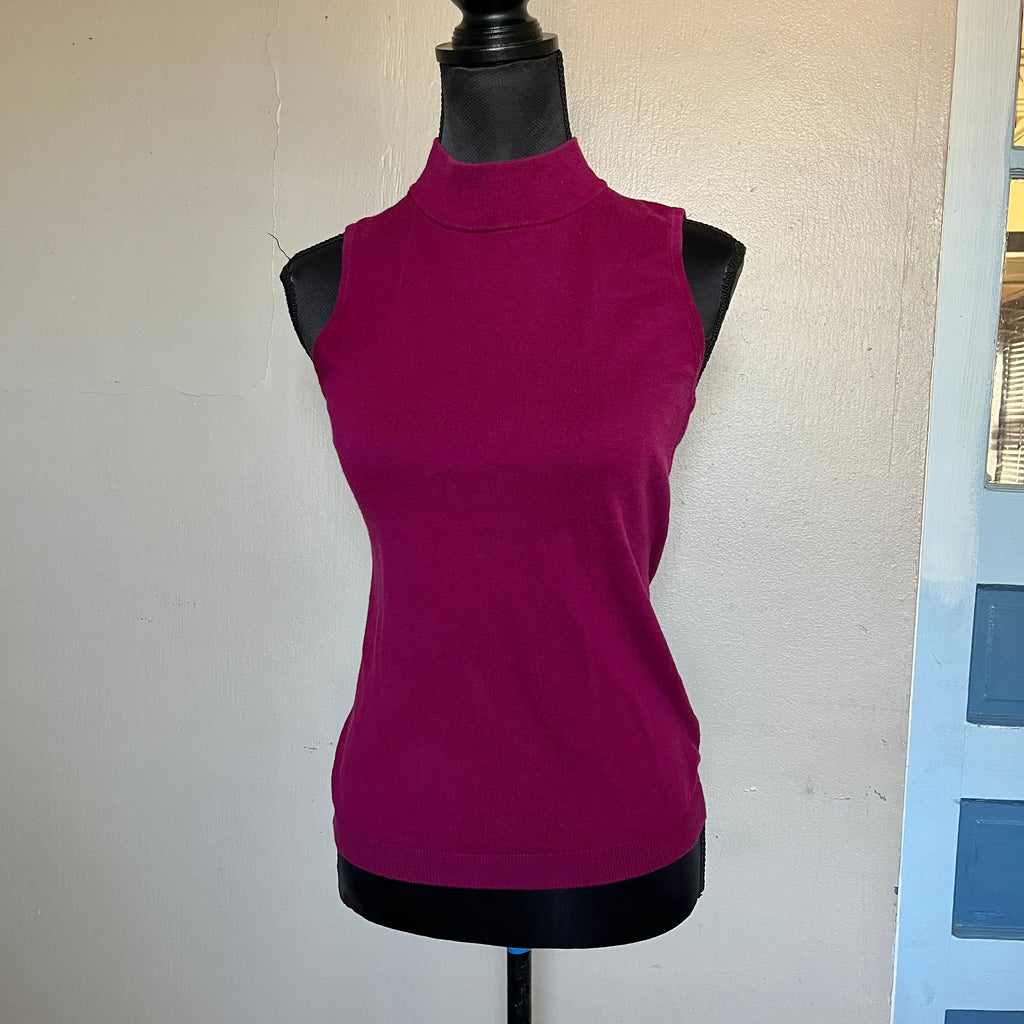 (S) 2000s office siren sleeveless mock neck top