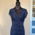 (L) Y2k navy blue beaded lace maxi dress