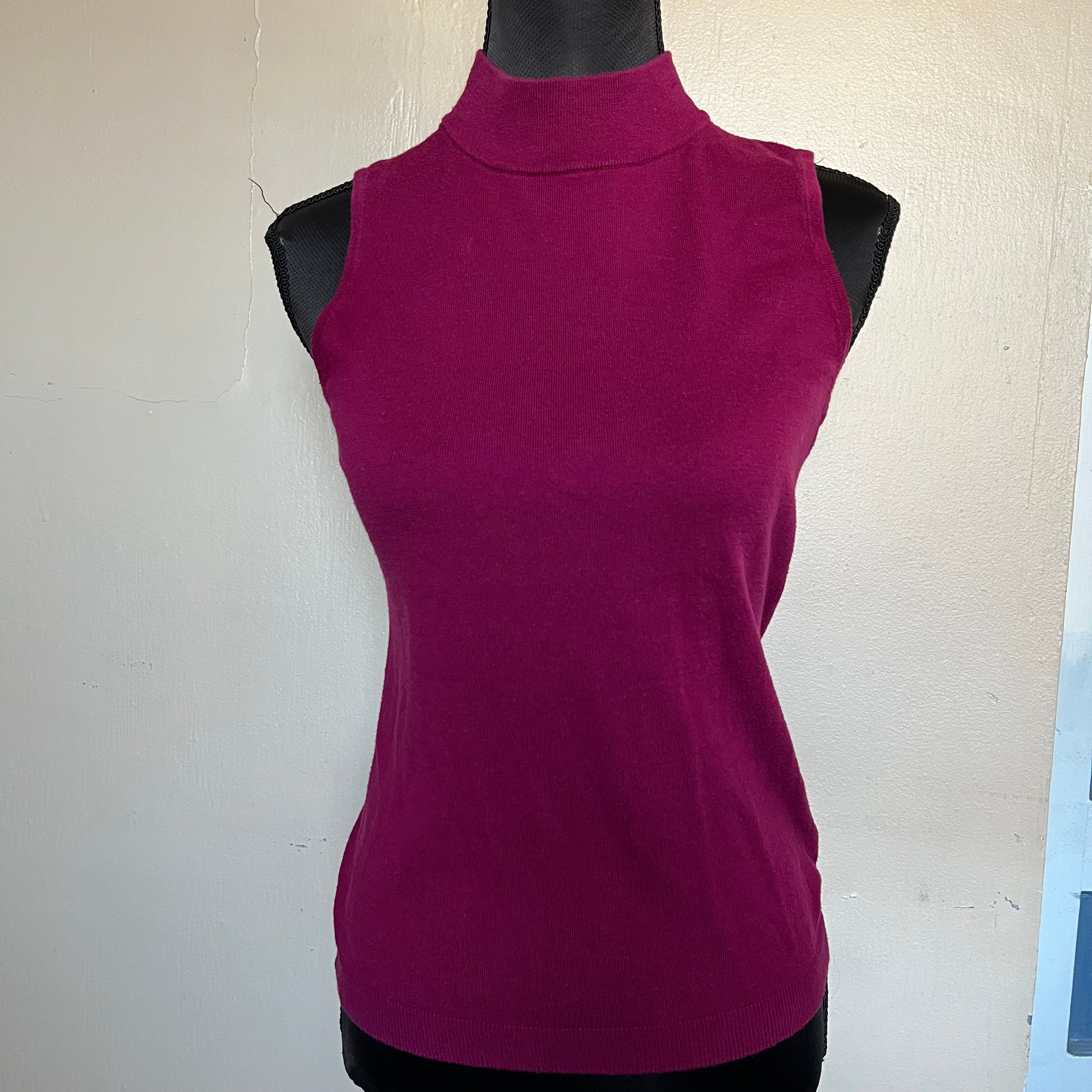 (S) 2000s office siren sleeveless mock neck top