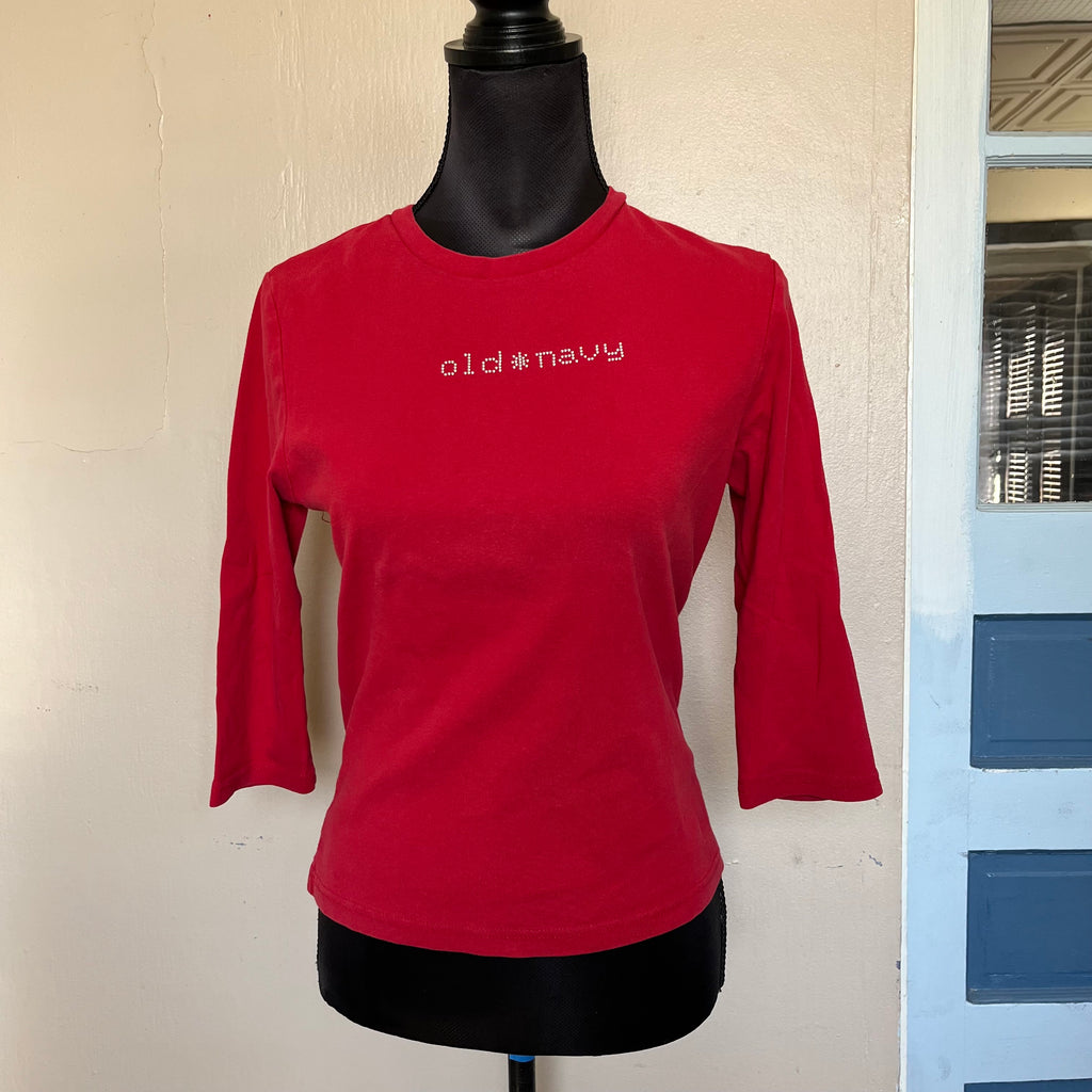 (M) 2000s Old Navy rhinestone half sleeve shirt