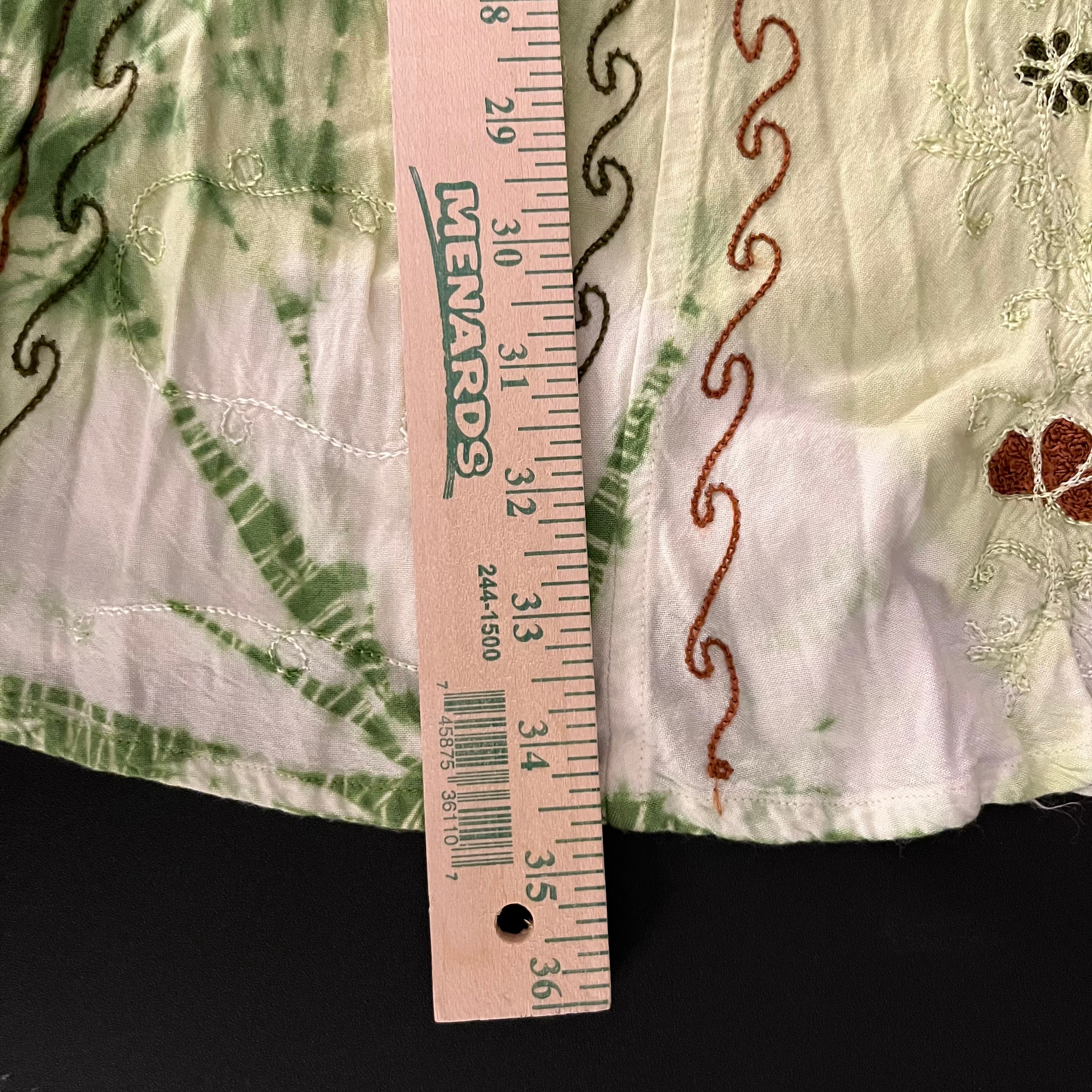 (One Size) Earthy green tie dye embroidered maxi dress