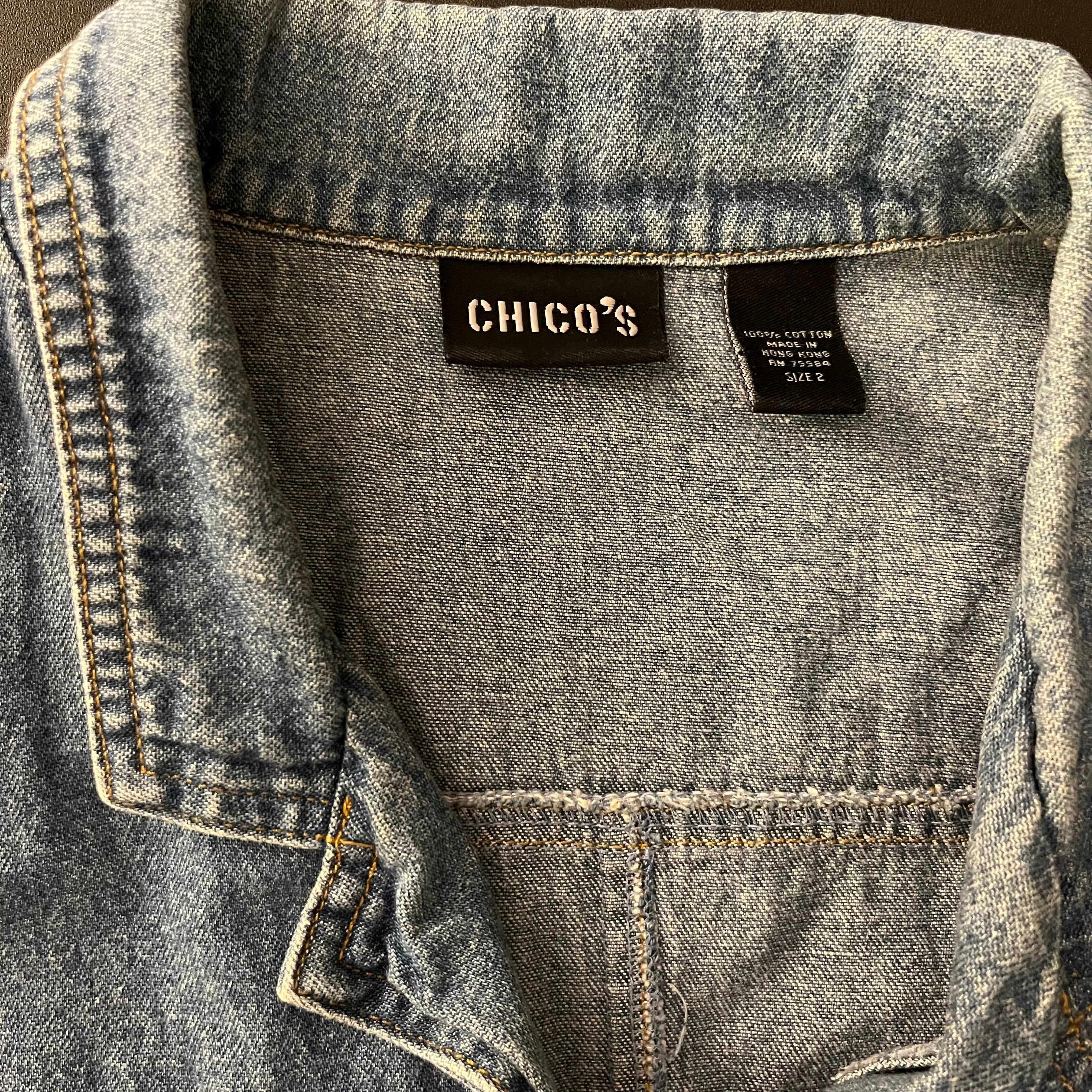 (L) Chico's button down sleeveless denim maxi dress