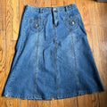 (XL) 90s denim maxi skirt with back slit