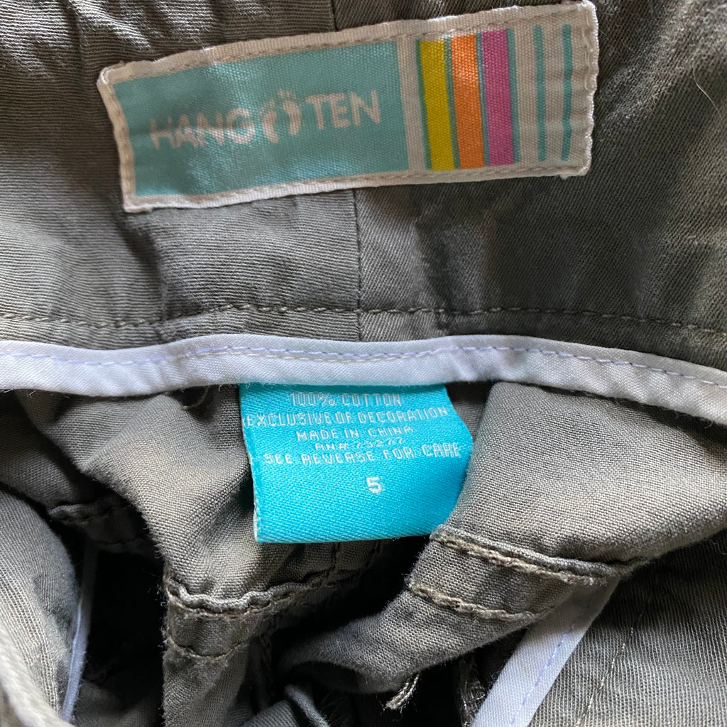 (5) Hang Ten 100% cotton earthy green cargo capri pants