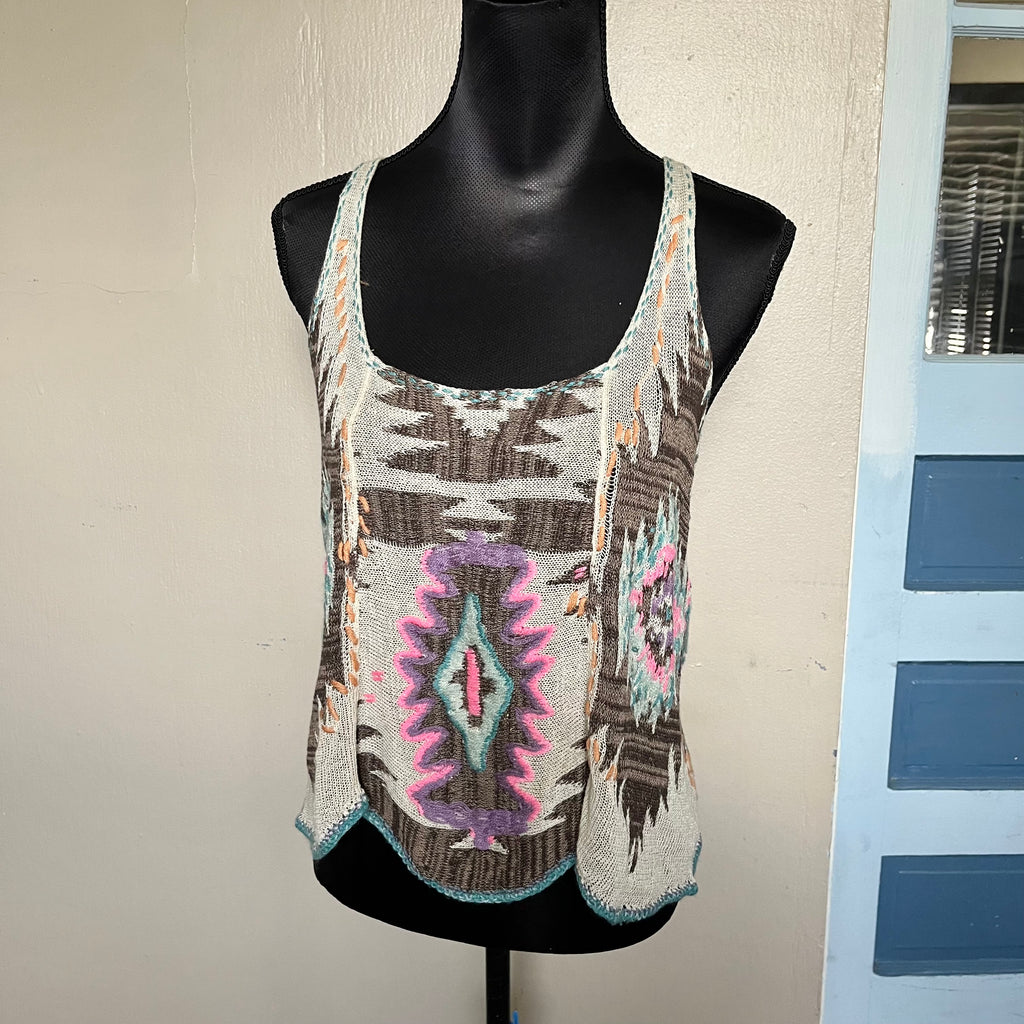 (M) Free People 37 miles aztec knic tank top