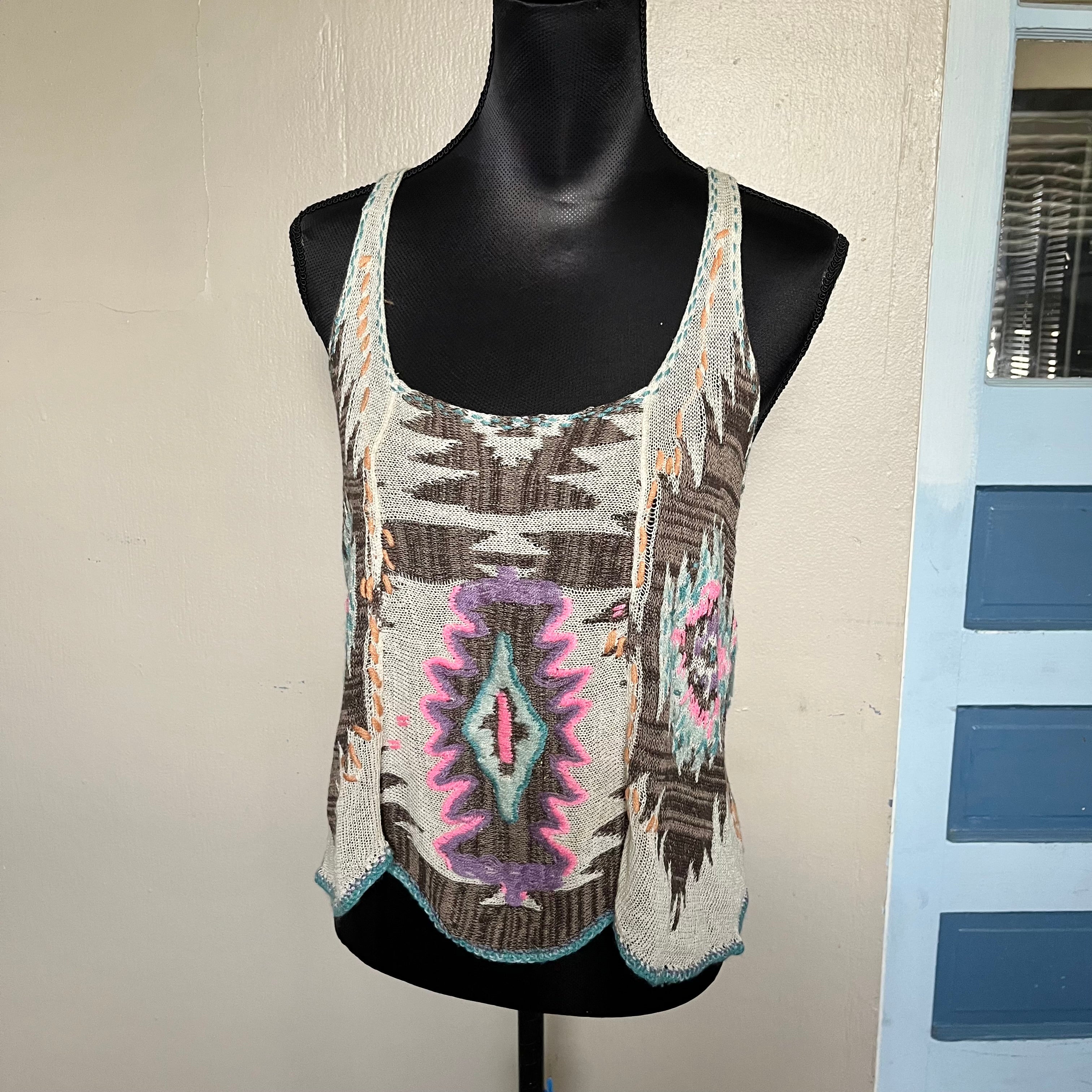 (M) Free People 37 miles aztec knic tank top