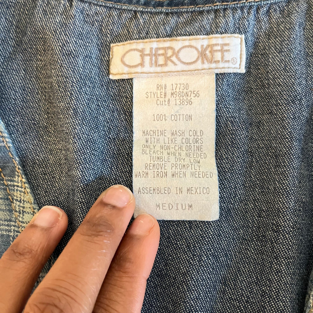 (M) 90s plaid button up denim vest