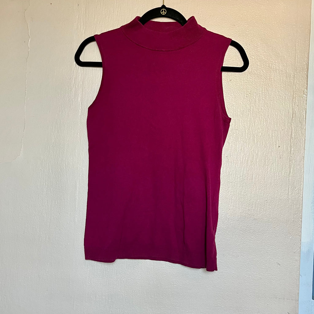 (S) 2000s office siren sleeveless mock neck top