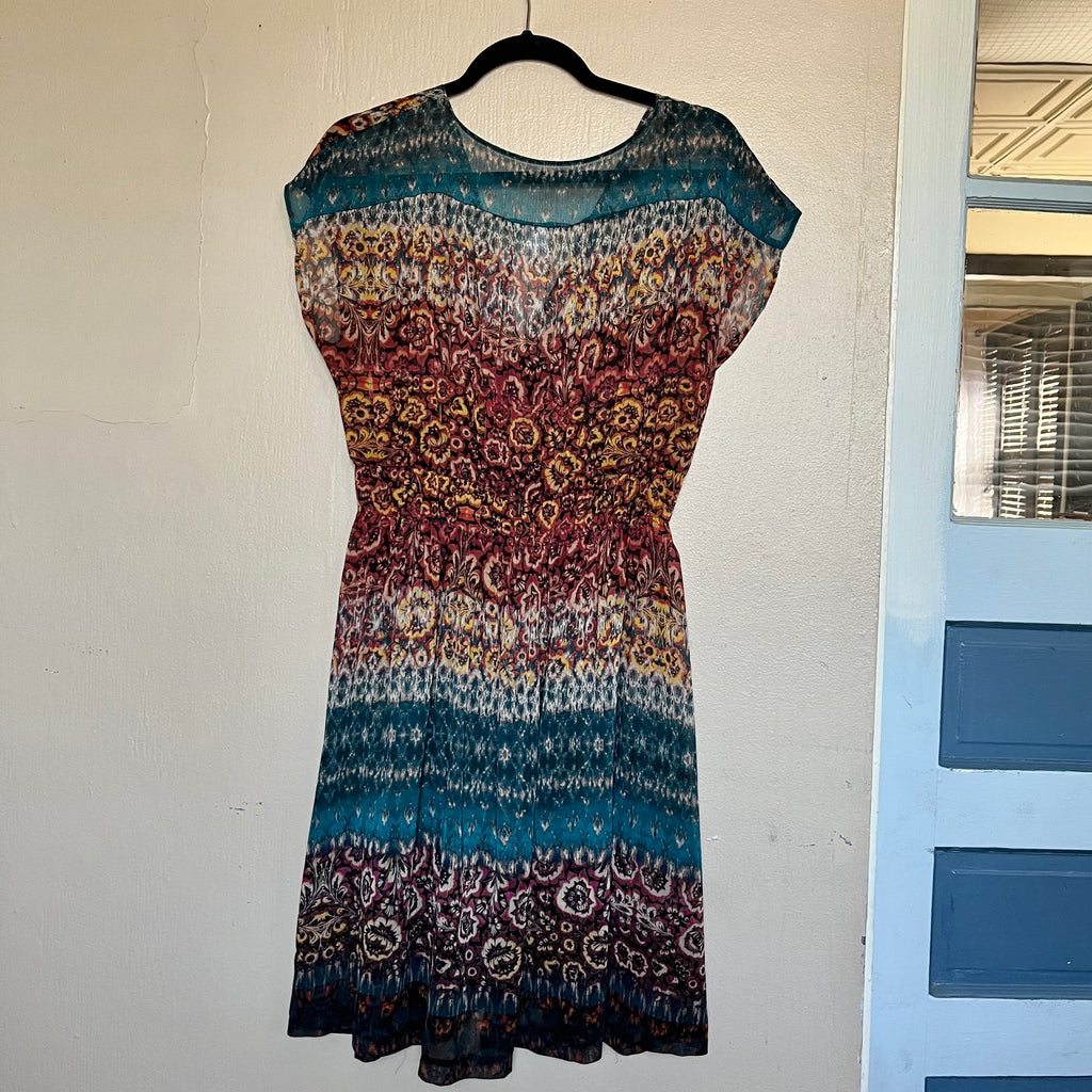 (14) Earthy boho patterned sheer coverup dress