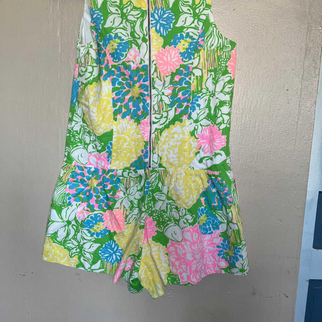 (0) Lilly Pulitzer hibiscus floral getchen romper