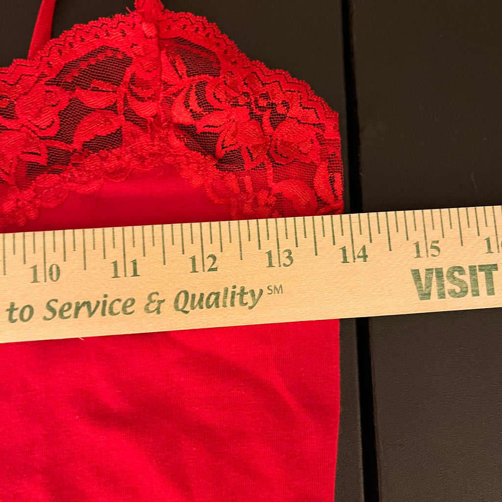 (M) 2000s red lace trim cami tank top