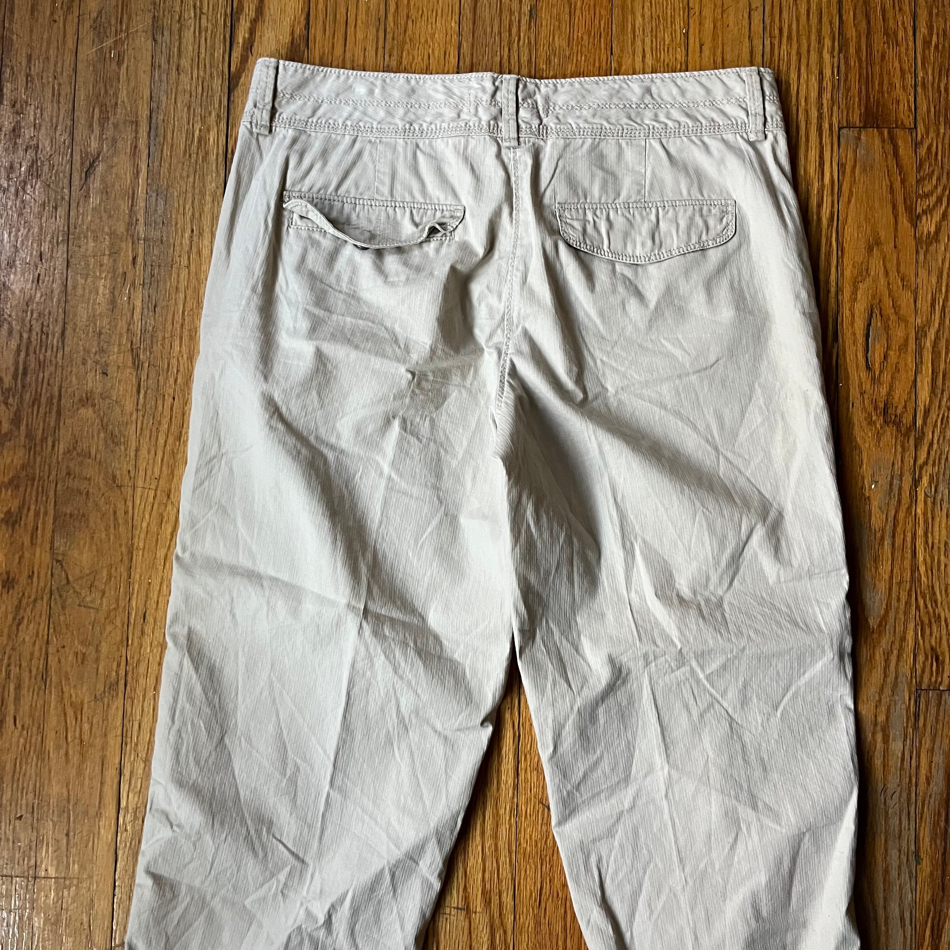 (2) Tan 100% cotton midrise capri pants
