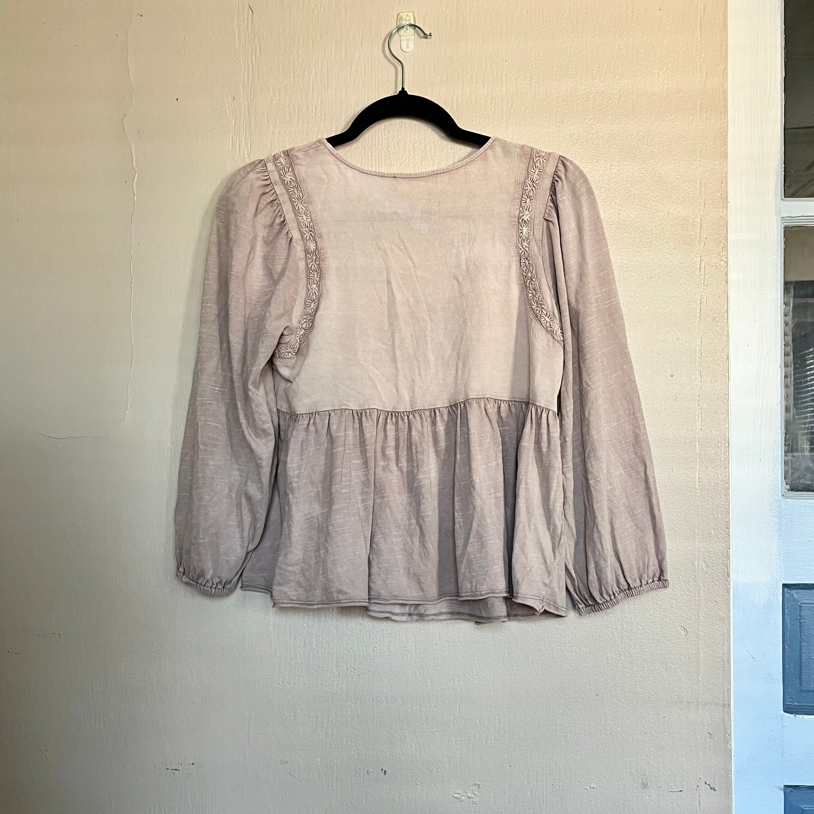 (M) Dusty pink milkmaid babydoll patterned top