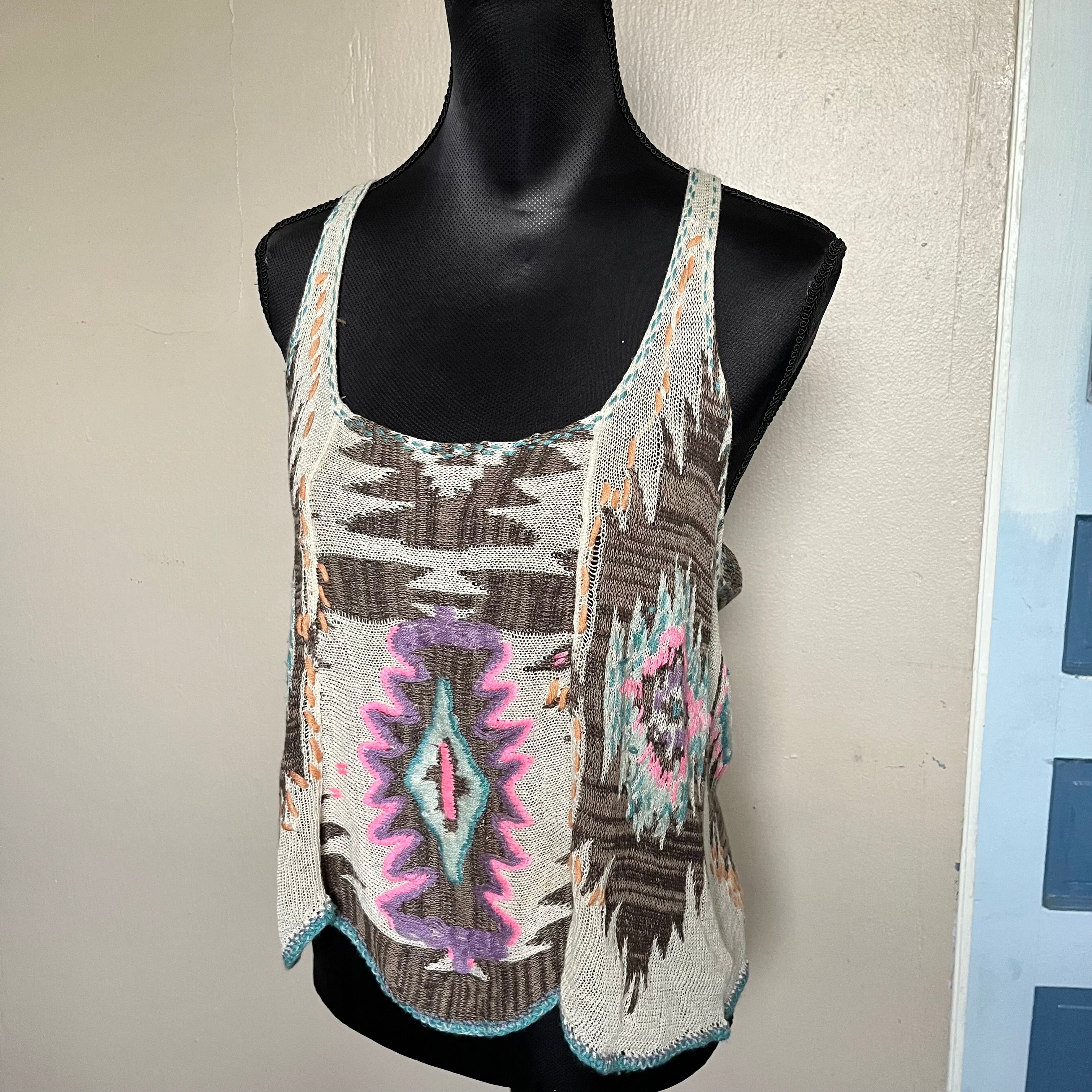 (M) Free People 37 miles aztec knic tank top