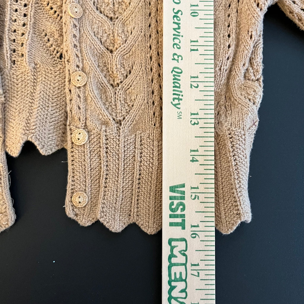 (S) Express tan pointelle knit cropped cardigan sweater