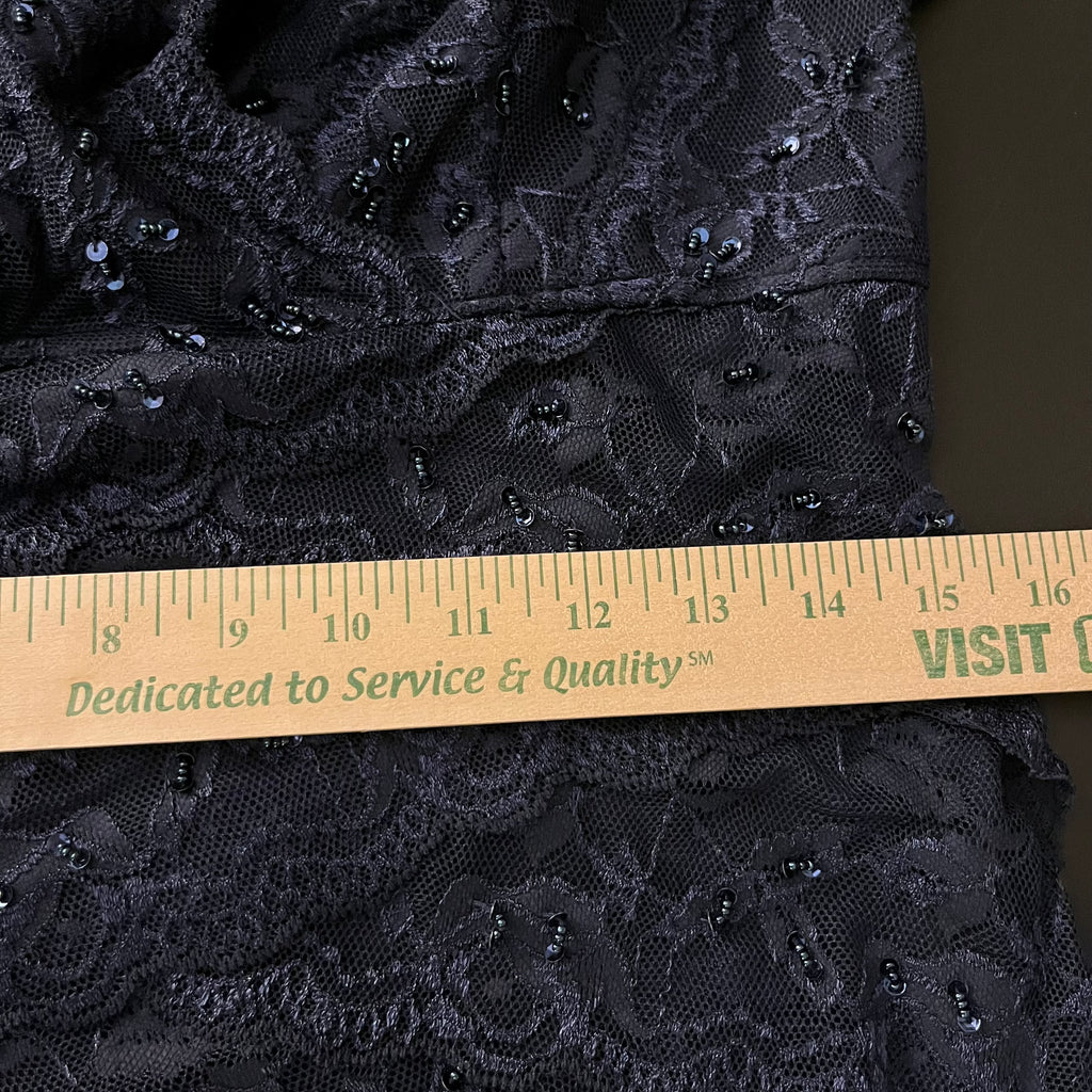 (L) Y2k navy blue beaded lace maxi dress