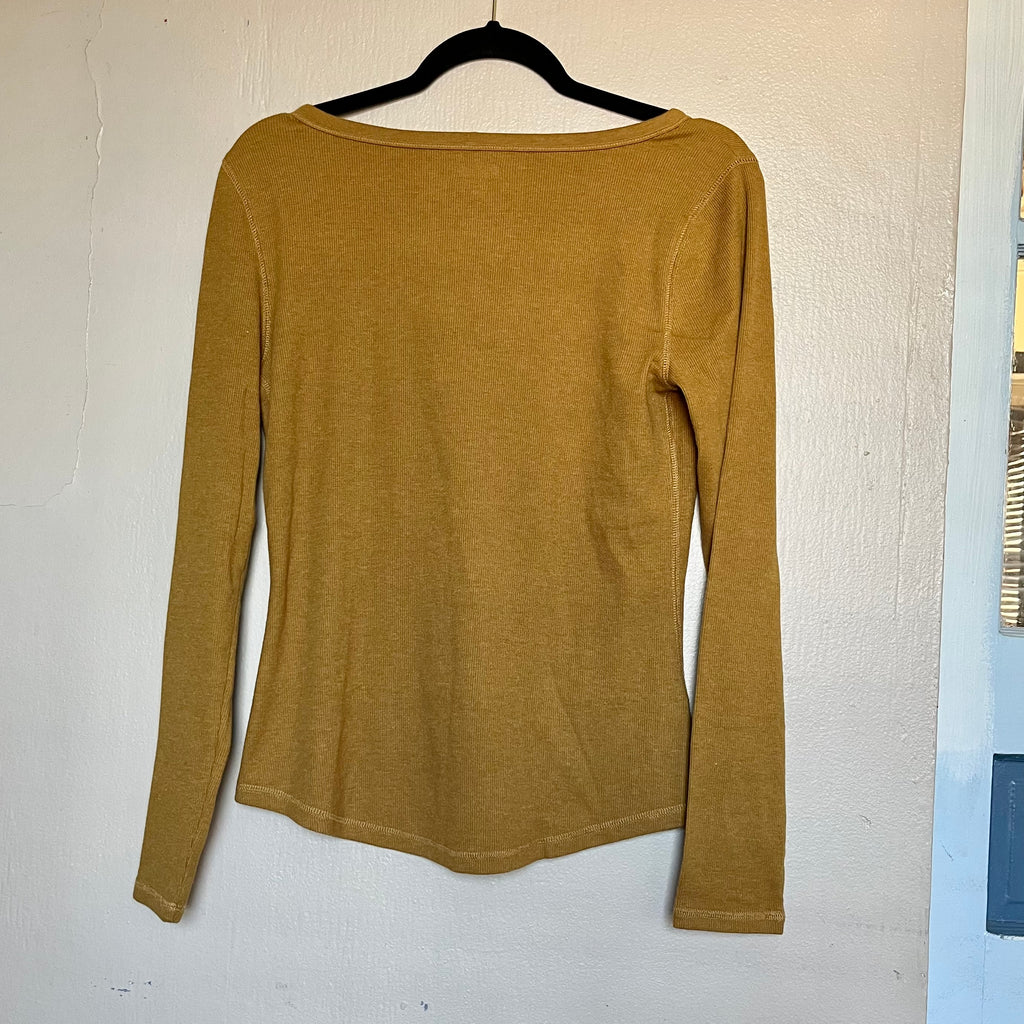 (M) Old Navy yellow slim fit Henley long sleeve