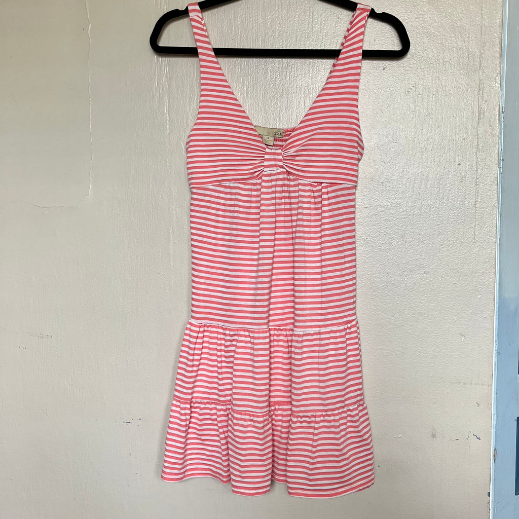 (S) 2000s Forever 21 orange and white striped summer dress