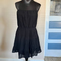 (L) Express 100% cotton black tiered ruffle mini dress