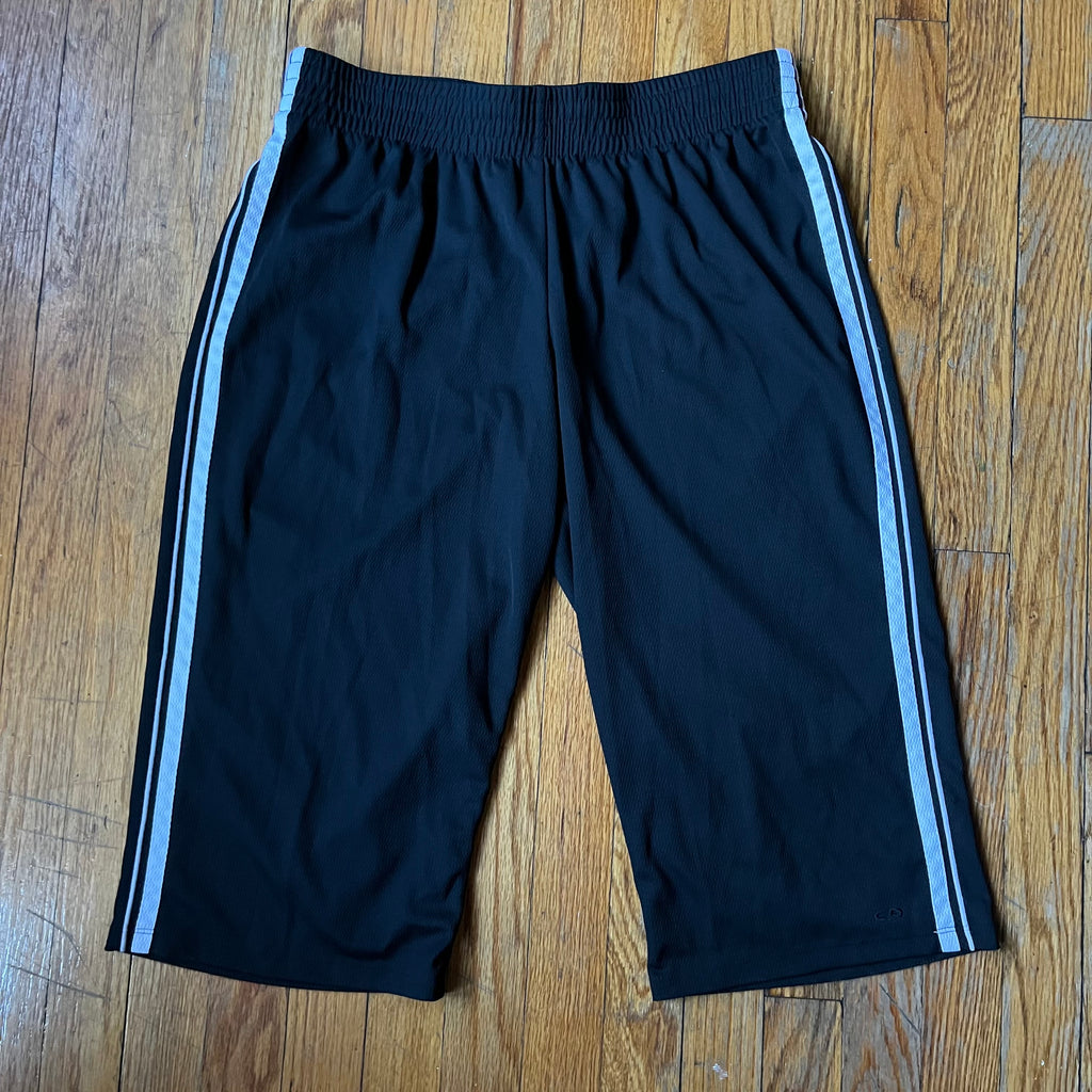 (L) Champion y2k black and white striped capri jogger pants
