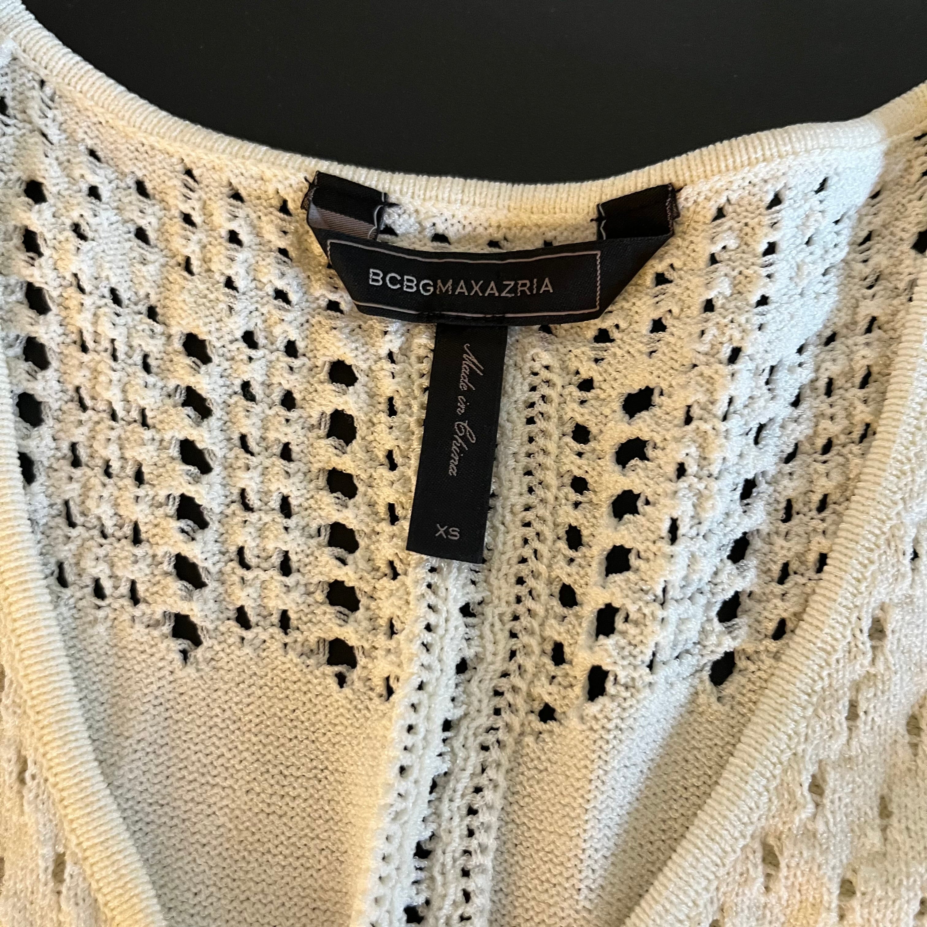 (XS) BCBG indie sleeze white crochet tank top