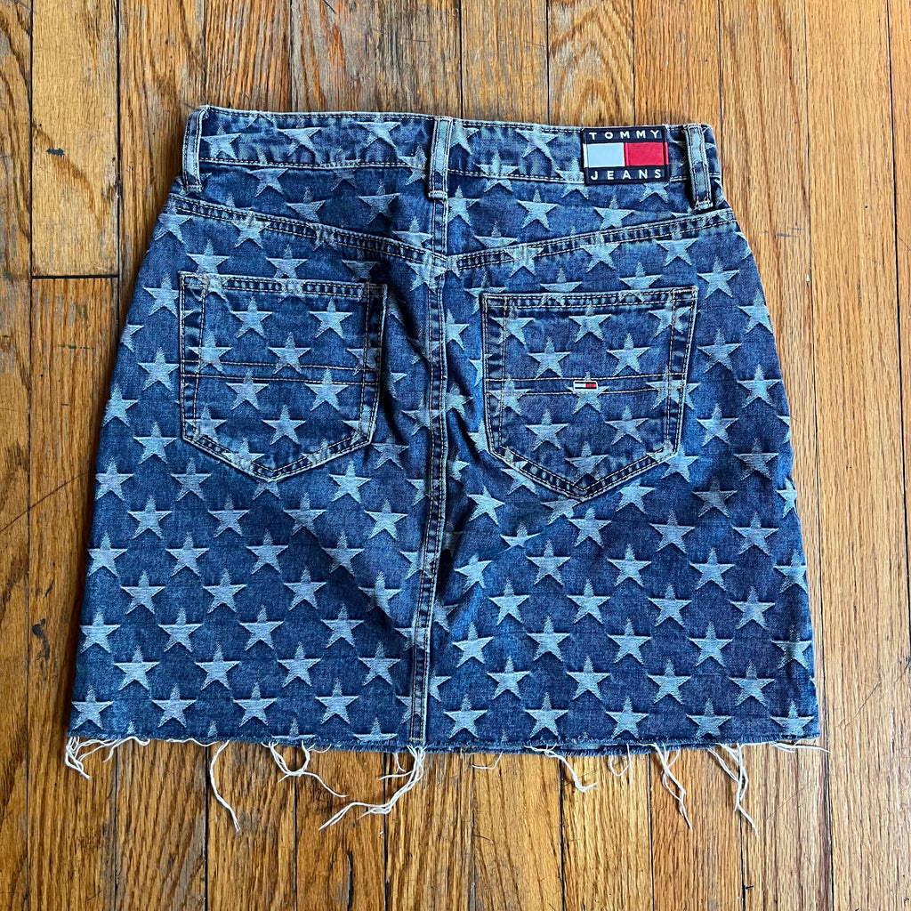 (25") Tommy Jeans star print denim mini skirt