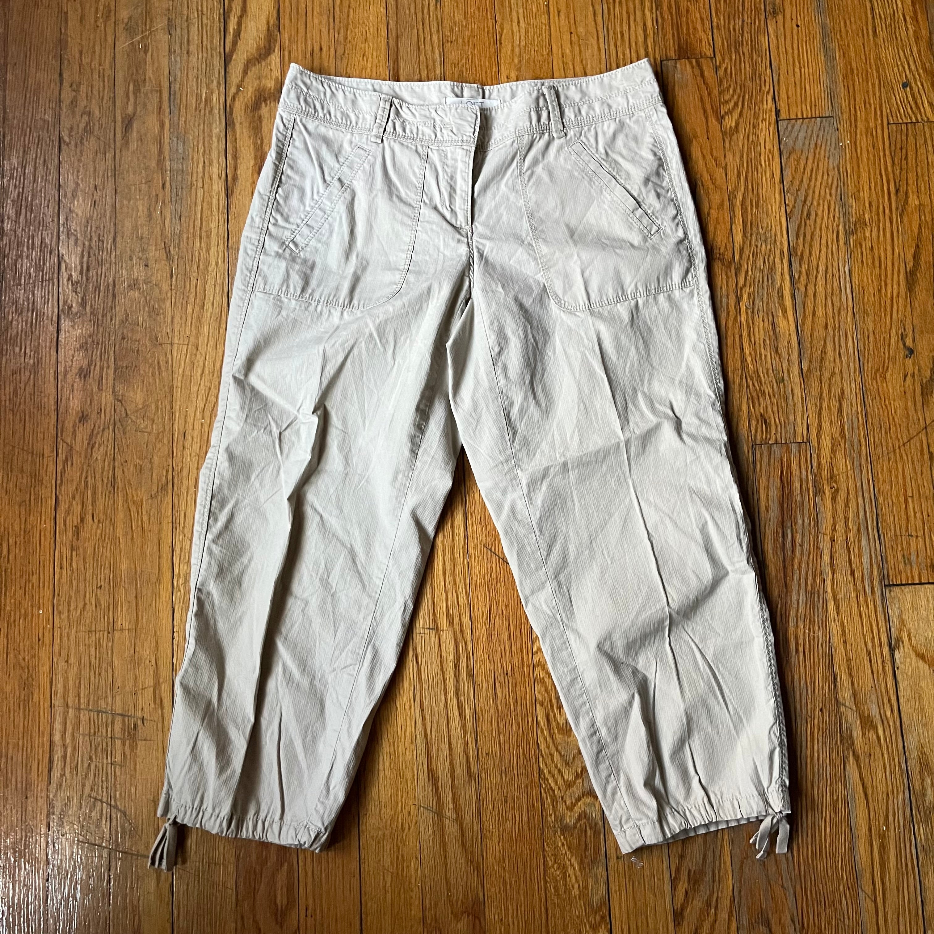 (2) Tan 100% cotton midrise capri pants
