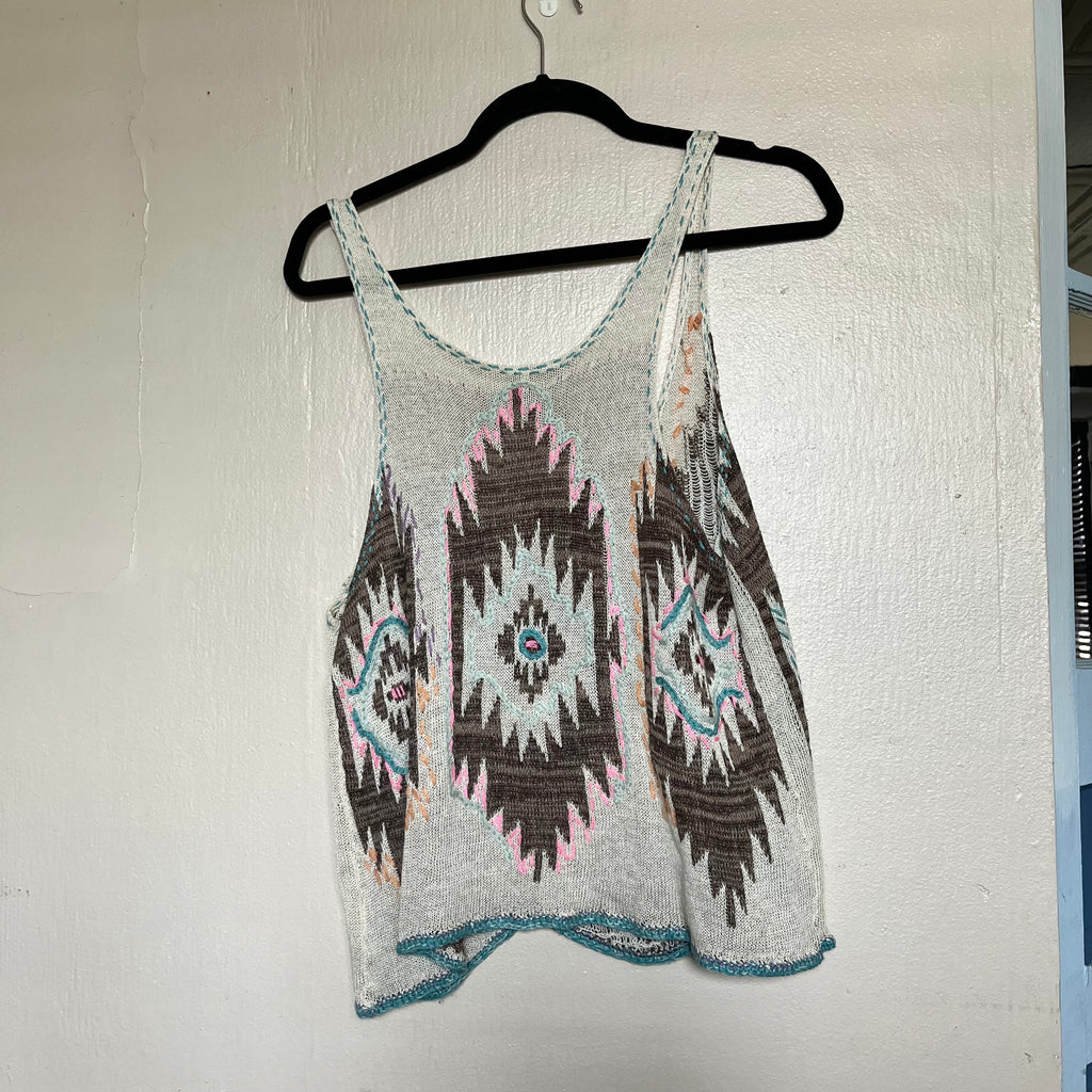 (M) Free People 37 miles aztec knic tank top