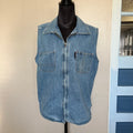 (M) 90s biker zip up denim vest