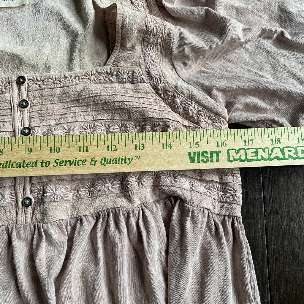 (M) Dusty pink milkmaid babydoll patterned top