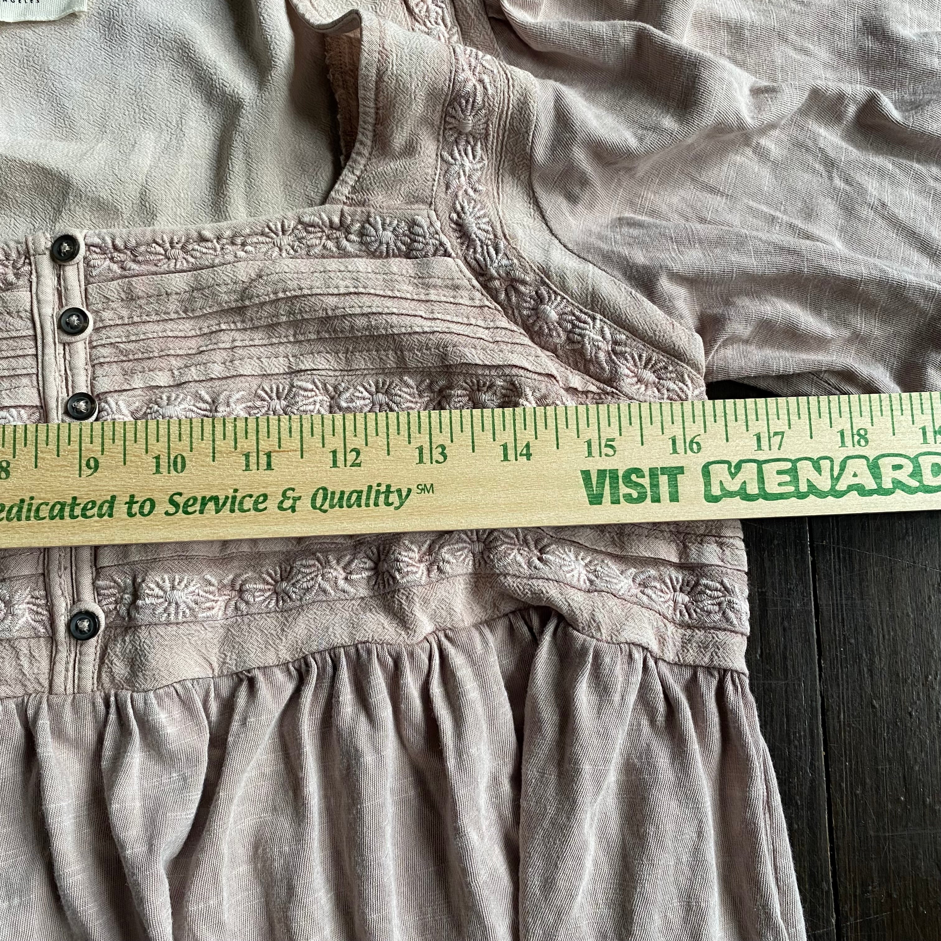 (M) Dusty pink milkmaid babydoll patterned top
