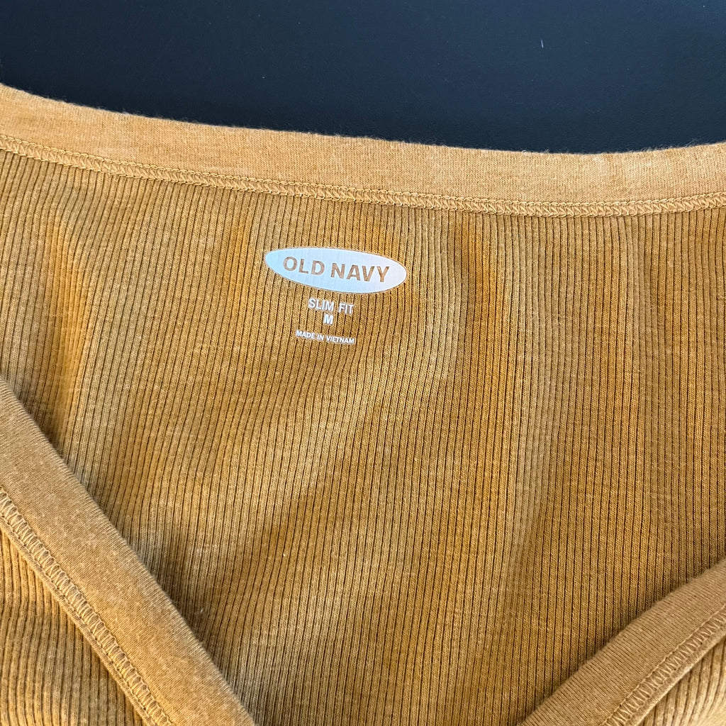 (M) Old Navy yellow slim fit Henley long sleeve