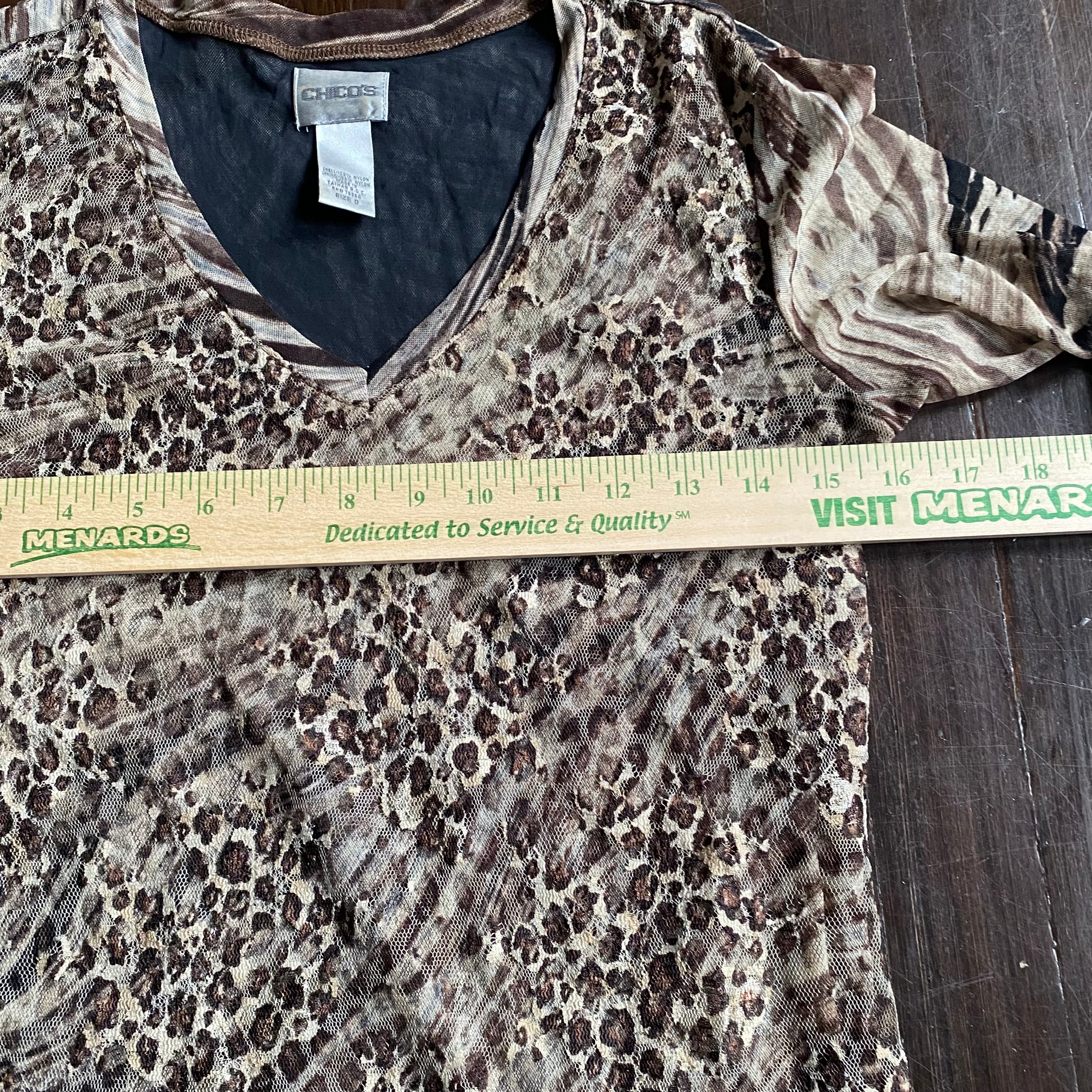 (S) Chico's y2k animal print mesh top
